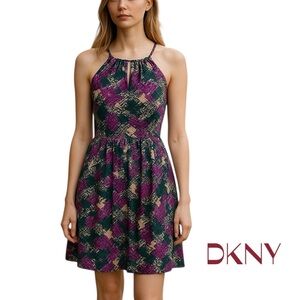 DKNY Pink Gray Cottage Shift Sleeveless Dress NWOT Size M